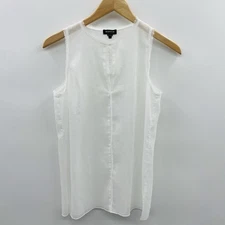 Worth New York Womens Size 2 Shimmer Metallic Sheer Sleeveless Blouse White 779