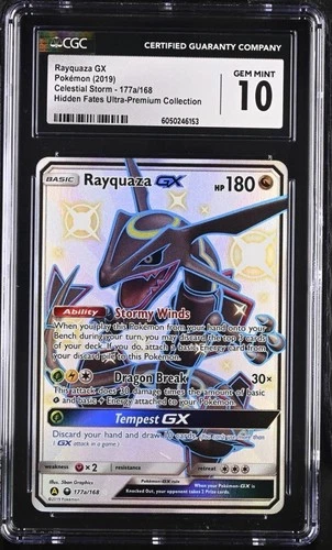 Pokémon 2019 Rayquaza GX HF Ultra-Prem. Collec. Celestial Storm #177a/168 CGC 10