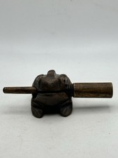 Vintage Hand Carved Croaking Wooden Frog Musical Percussion Sound Instrument
