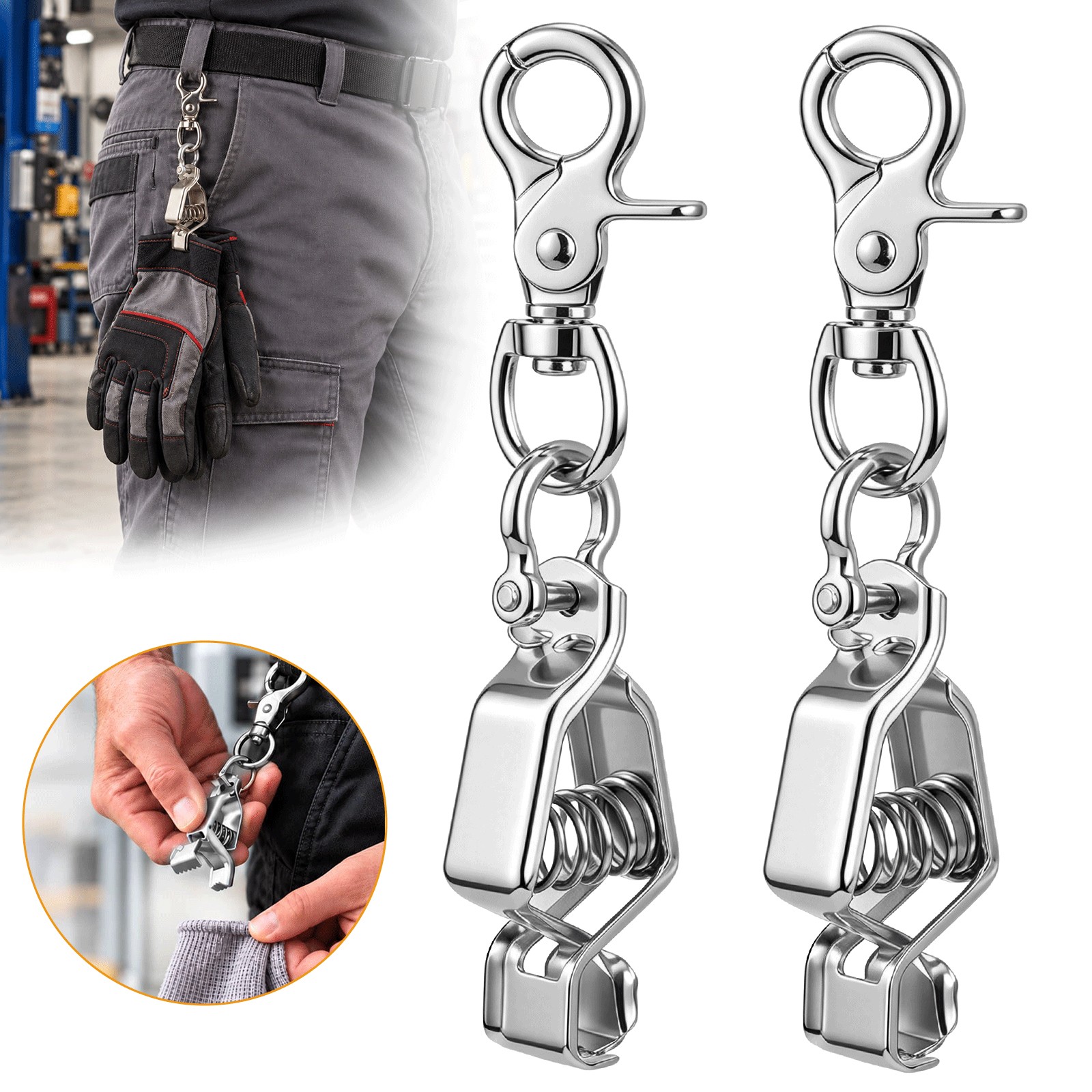 2pcs Metal Glove Clips Work Gloves Holders for Skiing Camping Outdoor Activities