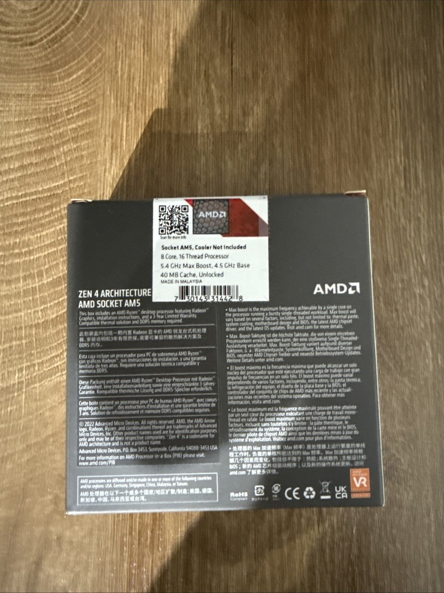 未使用 Ryzen 7 7700X AMD Ryzen 7 7700X 8-Core 4.5 GHz Desktop Processor