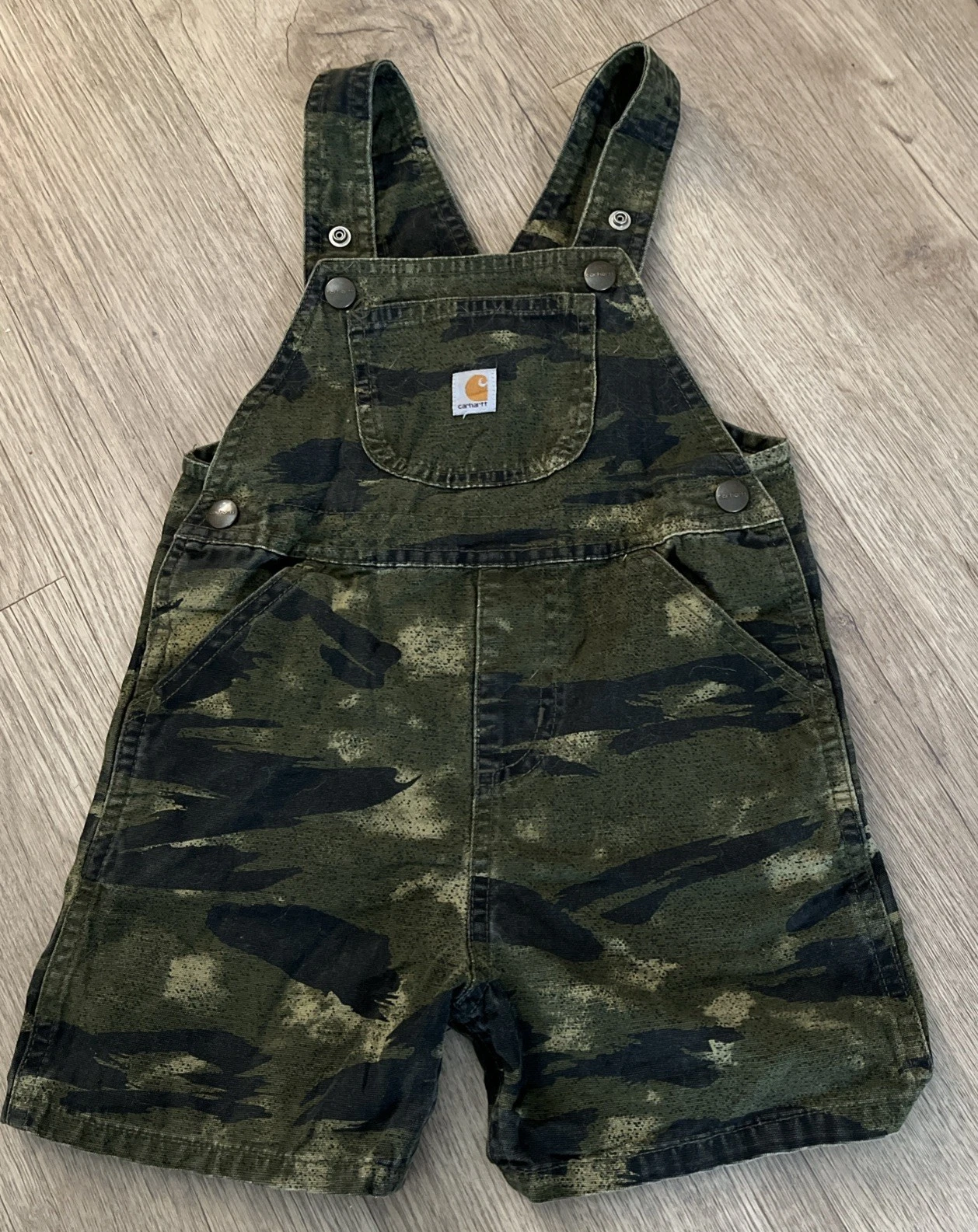 Carhartt Camo Dungaree Shorts - Green Camouflage - Childs Size 4T - Summer