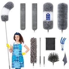 Microfiber Duster Kit (11PCS) - Washable Dusters with Extension Pole (30 to 100