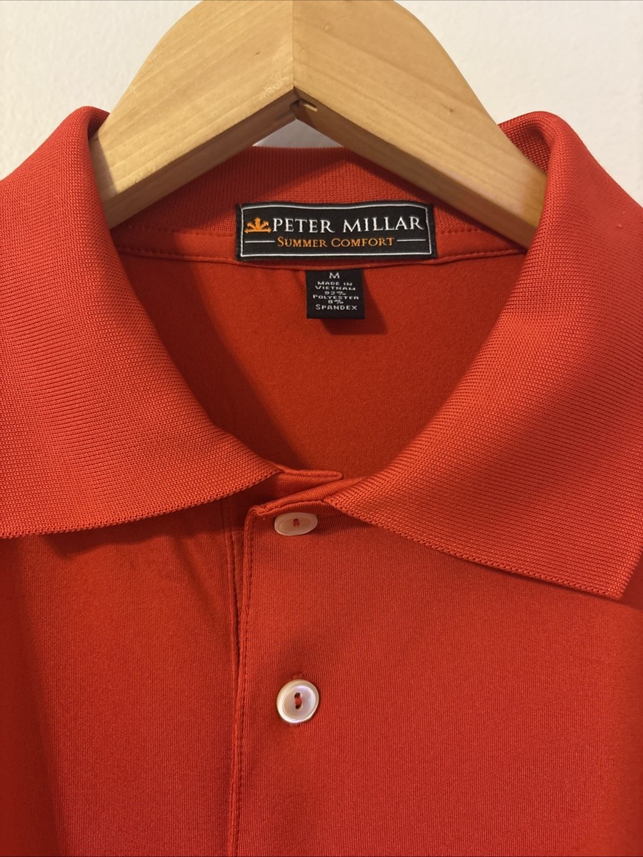 Peter Millar Summer Comfort Golf Polo Shirt Sz M Red w/ Pablo