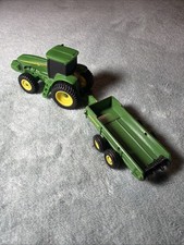 Ertl john deere pull and go Plastic Tractor and Metal trailer/wagon Wagon Nice