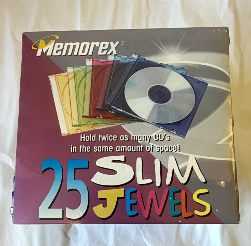 Memorex Slim Jewels 25 Slim CD Jewel Cases 1/2 Thickness Standard Case Vintage