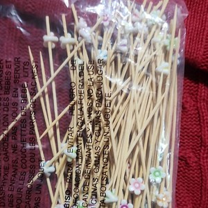 Multicolor Flower Food Picks Wood Plastic Decorative Skewers for Bento Set