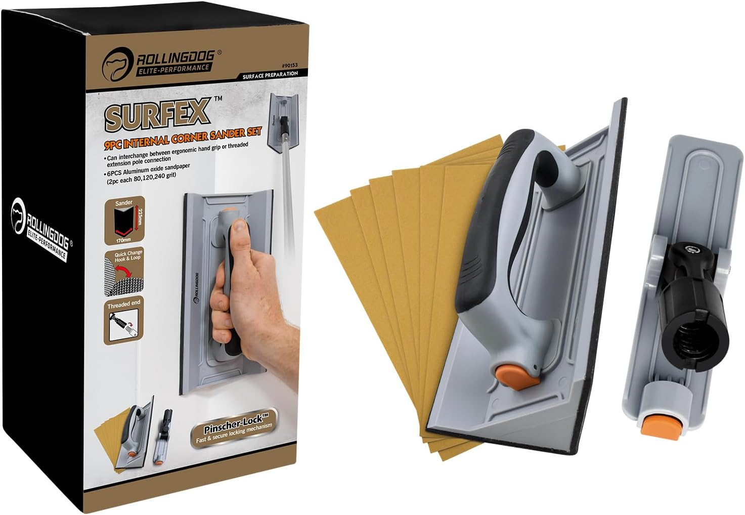 ROLLINGDOG Corner Sander-Drywall Sander,6Pc Oxide Mesh Sandpaper for Corner Wall