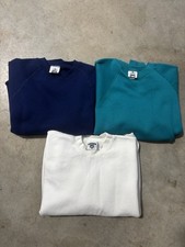 Vintage 90s Lee Blank Crewneck Sweatshirt Bundle Lot USA Made XL Navy Teal White