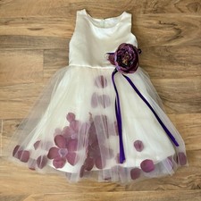 JJs House Cream / Beige Purple Flowers Little Girls Flower Girl Dress Size 7 NEW