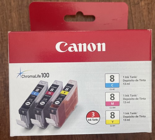 Genuine Original Canon CLI-8 Cyan Magenta Yellow Ink Cartridges New in Box
