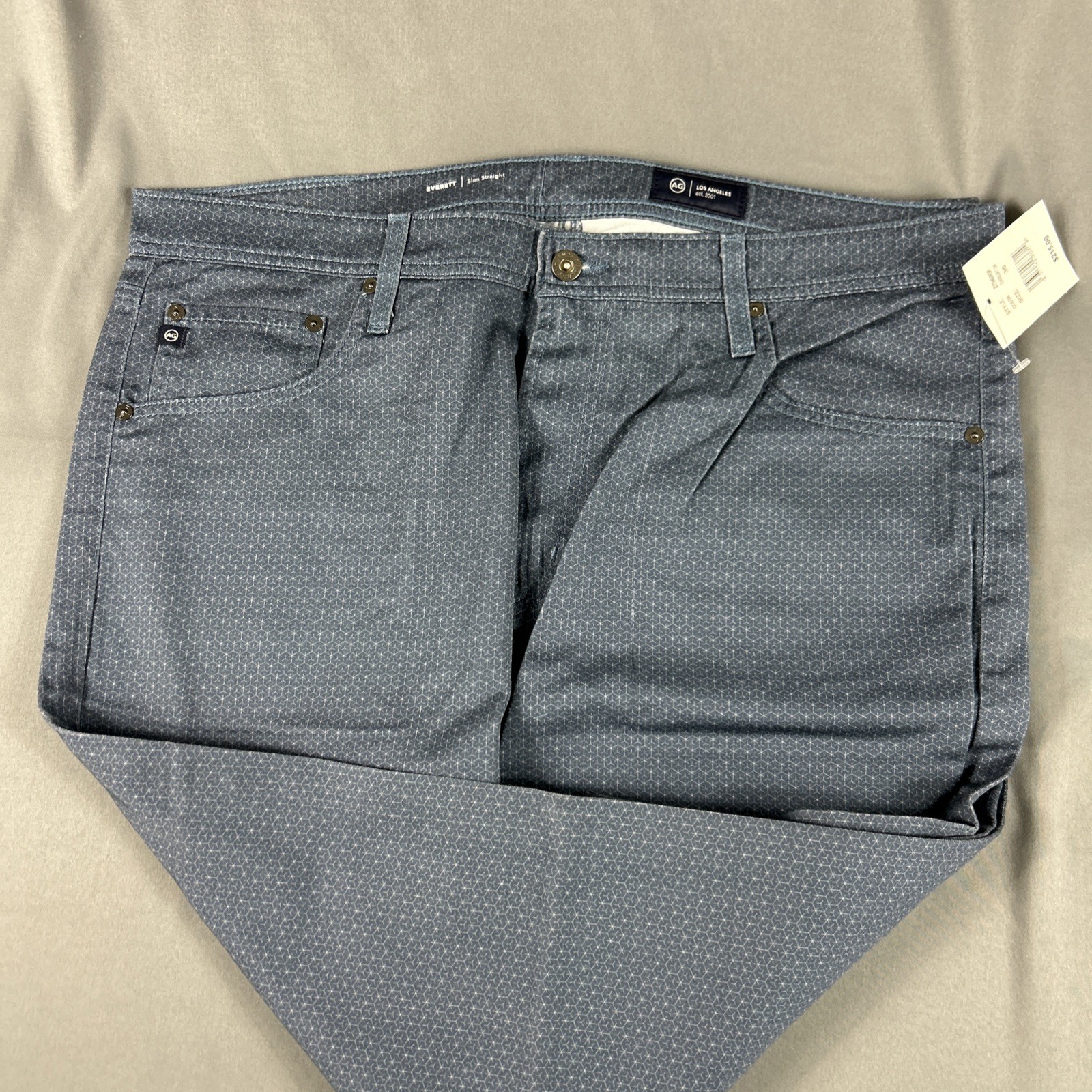 AG Jeans Everett Slim Straight 38 x 34 Blue Multi Cotton NWT MSRP $235