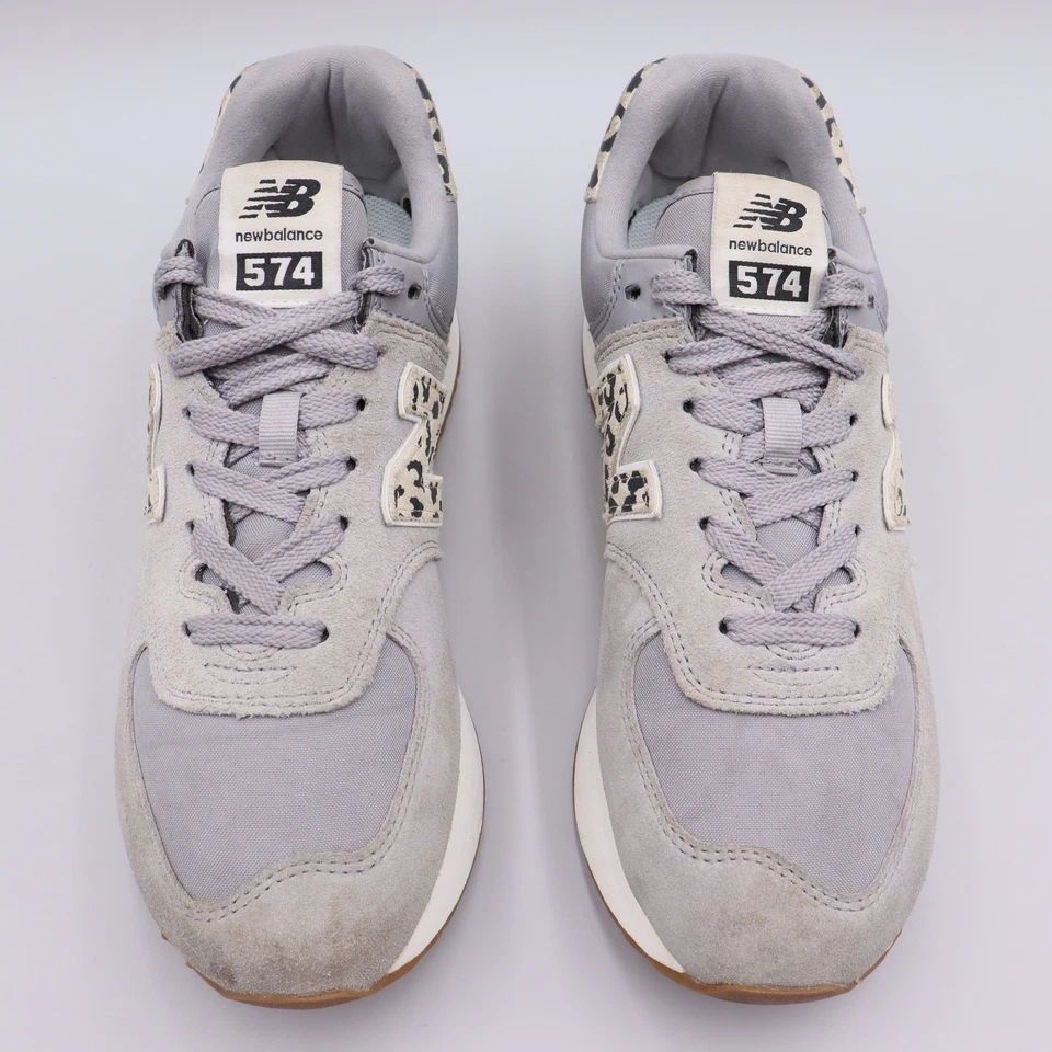 New Balance 574 Platform Sneakers Womens Size 11B Gray Leopard Lifestyle Casual - Image 2 of 4