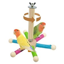 Bird Perch Toy for Cage,Spinning Windmill Bird Perch Toy,360  Round Mixcolor