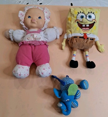 🤩Bundle Lot of 3 Toys Goldberger Baby's First,TY Sponge Bob 2011,Infantino Toy 
