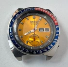 SEIKO 6139-6002 Automatic Chronograph Watch Vintage Mens POGUE Yellow Dial 17 J