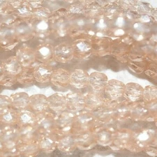 Czech Fire Polished 3mm round faceted glass beads - Luster Rosaline