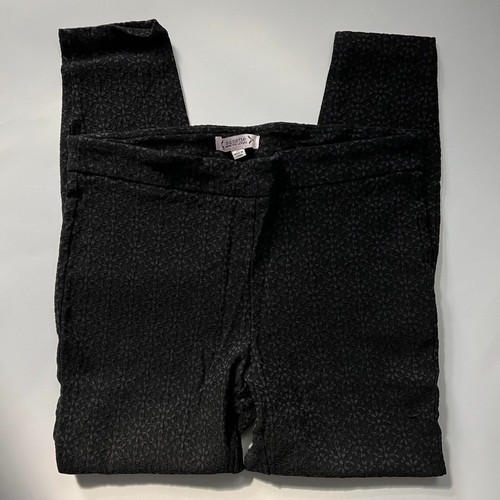 Nanette Lepore Black Flower Pattern Mid-Rise Skinny Ankle Leggings Pants M NWOT