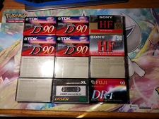 Lot of 12 Blank Cassette Audio Tapes: Sony TDK Memorex Fuji Laser SEALED 90 min
