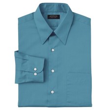 New Arrow Mens Wrinkle-Free Regular-Fit Poplin Point-Collar Dress Shirt MSRP 45