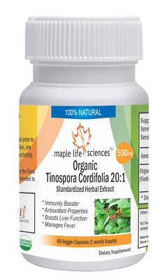ORGANIC  Tinospora Cordifolia 20:1 Extract Capsules  Giloy Guduchi