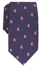 Club Room Men's Neck Tie Navy Blue Santa Classic Neat 3 1/8" wide Christmas