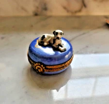 Limoges Peint Main Fanex France Dalmation Dog Trinket Box Limited Edition