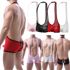 Men's Backless Jockstrap Leotard Underwear Jumpsuits Wrestling Singlet Bodysuit