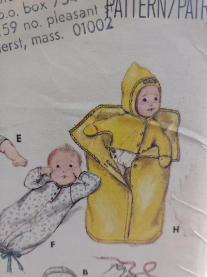 Layette Gown Sleeper Bonnet Infants Butterick 5102 Sewing Pattern VTG Wardrobe - Image 3 of 4