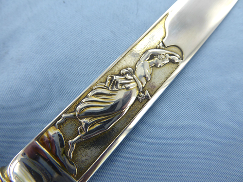 AN ANTIQUE STERLING SILVER CANOVA PATTERN DESSERT KNIFE,LONDON 1859. - Picture 10 of 14