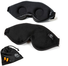 Wild Essentials Escape Luxury Travel Sleep Mask w/ Carry Pouch  Earplugs Black
