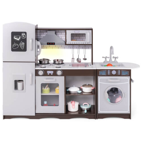 Kids Kitchen Playset w/ Realistic Lights & Sounds Ice Maker Stoves Sink Oven