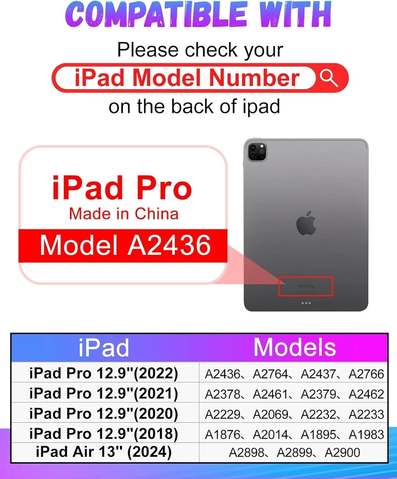 iPad Pro 12.9 Skeleton Case for iPad Air 13 Inch 2024 Case Cute Pencil Holder - Image 2 of 4