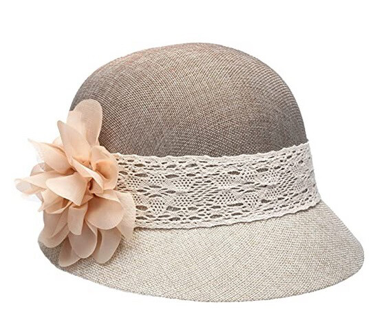 Vintage Gatsby Linen Cloche Hat with Lace Adjustable Drawstring Sun Hat Women main image 4