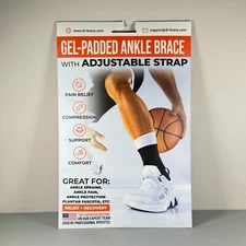 DR. BRACE Padded Ankle Brace w/ Strap "Relief & Recovery" | Black | Size Medium