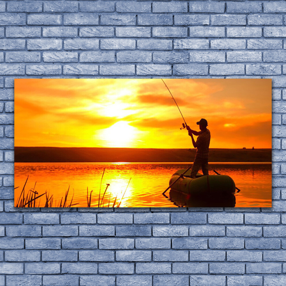 Image tableau impression 140x70 paysage pêcheur mer sur toile canevas
