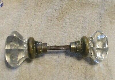 Antique 8 Points Glass Door Knob & Back Plate Set ￼Knobs / 2