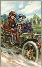 Children Driving Goggles Early Card Embossed Unspecified Greeting Postcard