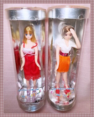 Vtg Lot Takara Japan Jenny Compact Fashion Doll Red Dress Mod Skirt Barbie 5.5''