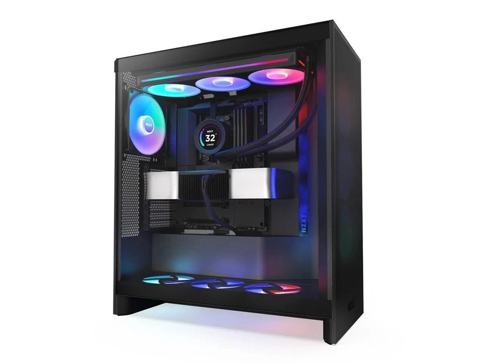 NZXT H7 Flow RGB (2024) Mid-Tower Case - All Black-CM-H72FB-R1 - Image 2 of 4