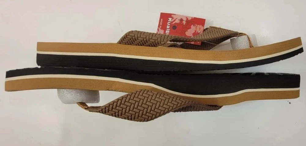 Comfortable Brown Yoga Mat Thong Flip Flops with Arch Support in Size 14