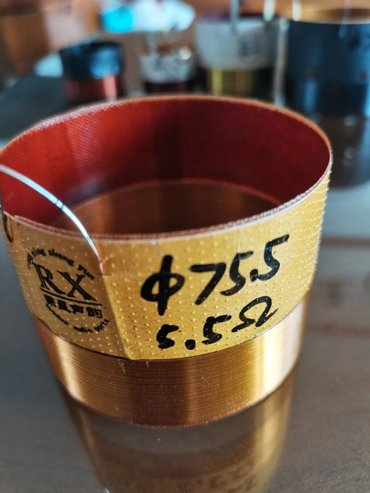 ID: 75,5 mm 8 ohmios bobina de voz para RCF 12" woofer altavoz de graves cableado de entrada y salida Foto 2 de 3