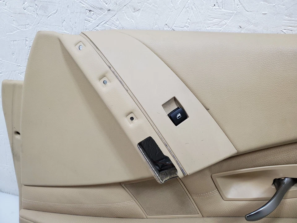 ✅ 04-07 OEM BMW E60 porta frontal do passageiro cartão painel acabamento couro Dakota bege - Imagem 3 de 4