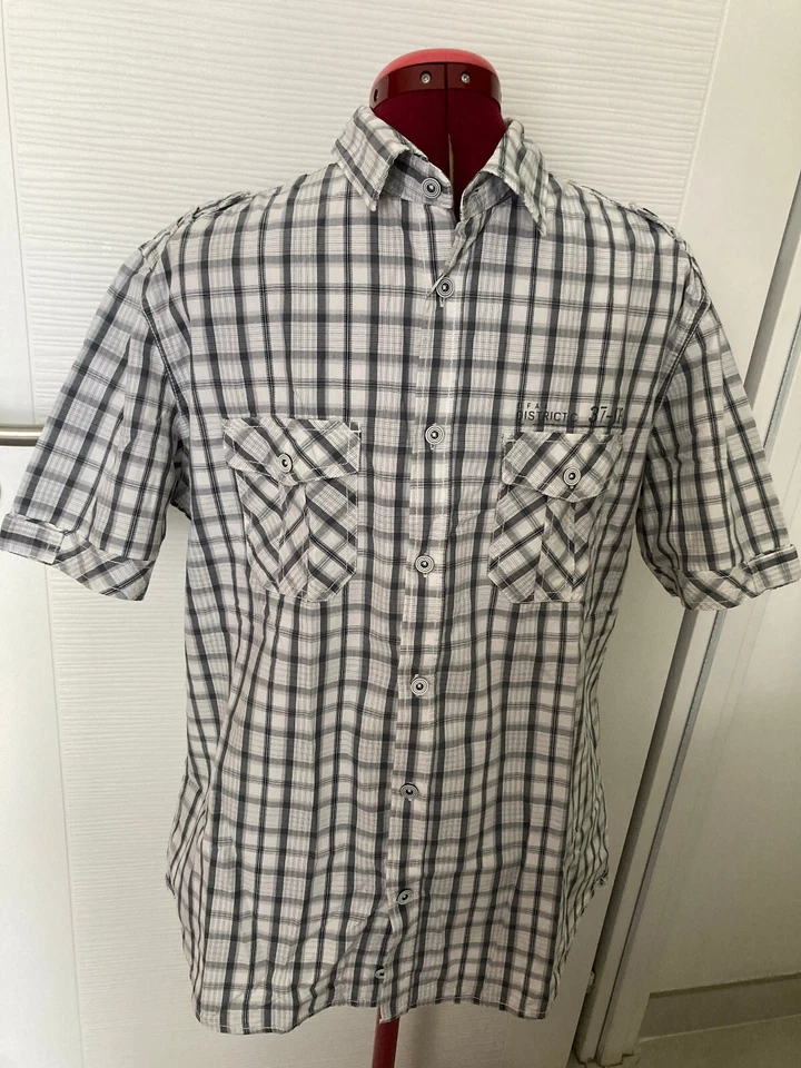 chemisette blanche carreaux gris CELIO TL - Photo 1/2