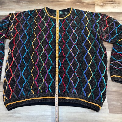 Vintage Tundra Sweater Mens XL Biggie 3D Geometric 90s Knit | eBay