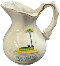Vintage ~1984~ NEW ORLEANS LOUISIANA WORLDS FAIR~ Souvenir Porcelain Pitcher.