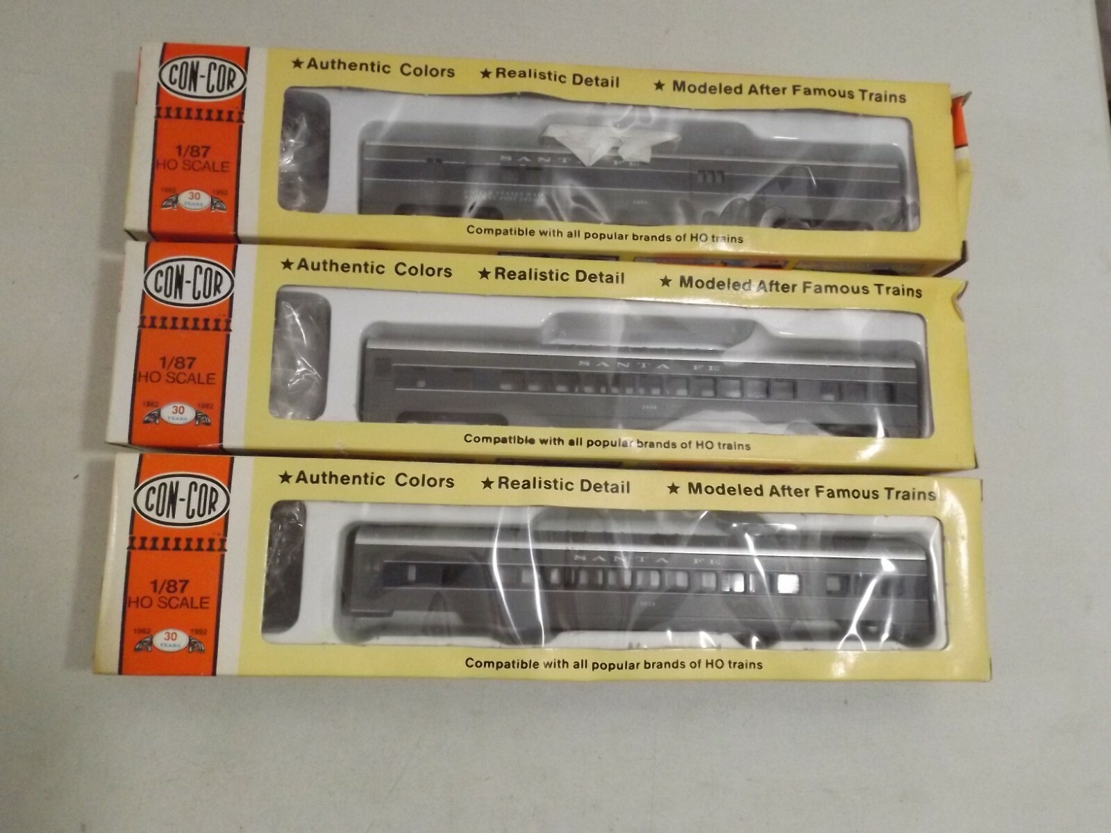 (3) HO ConCor Santa Fe passenger cars in original boxes eBay