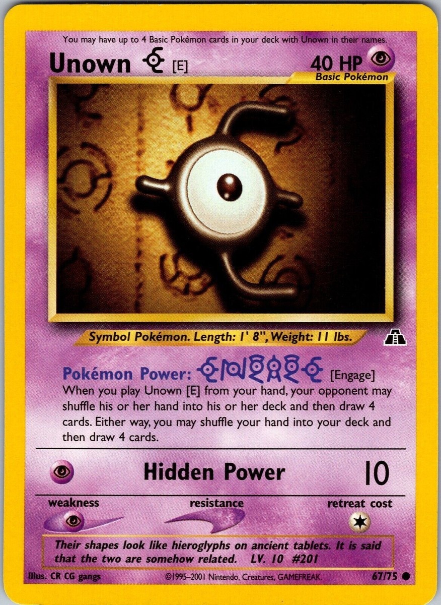 first edition unown pokemon card value Unown [E] Vintage 2001 Pokemon Neo Discovery TCG Card 67/75