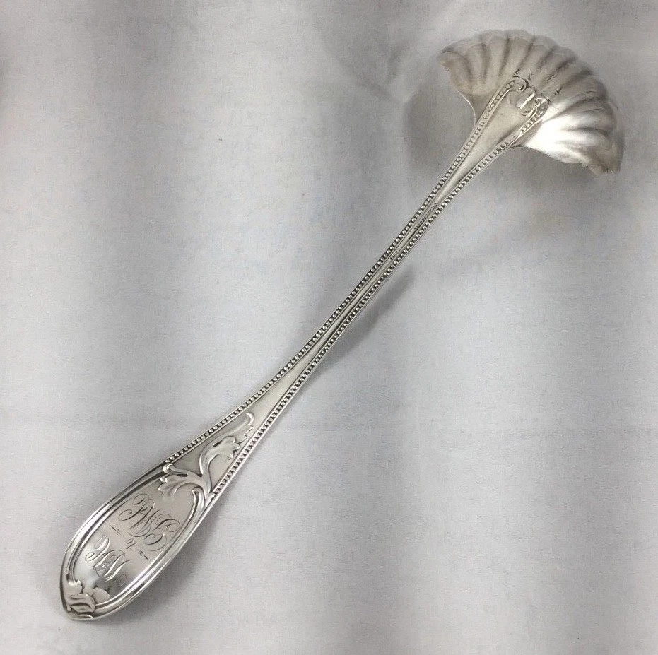 N. Harding Бостон, Массачусетс Монета Серебряный Модный Суп Ковш с Рифленой Чашей-моно'd - Изображение 4 из 4