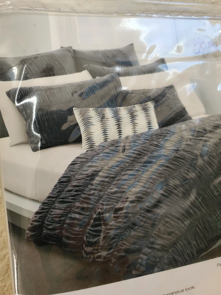 Almohada DKNY Sham Estándar Reina Sauce Gris Pizarra Puntada Acanalada 20x30 Nueva con Etiquetas Foto 4 de 4